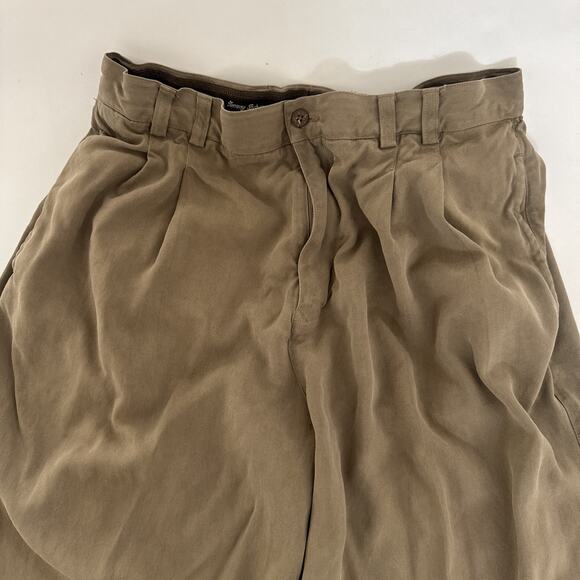 VTG Tommy Bahama Silk Pleated Pants Relaxed Slacks Beach Wedding Cuffed 35x29 - Picture 2 of 10